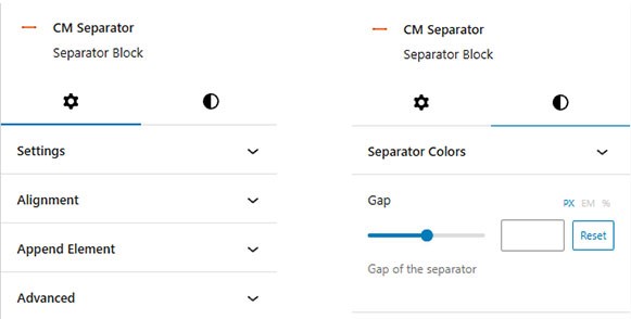 CM  Separator Setting and Styles