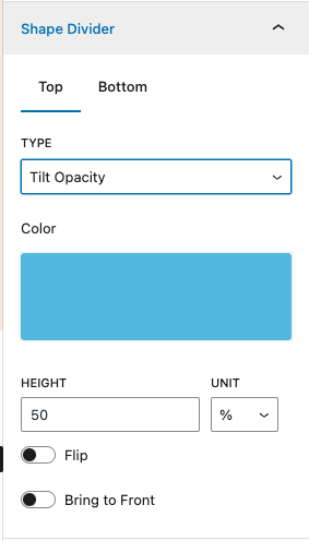 Divider Settings