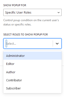 Popup Condition Specific Role